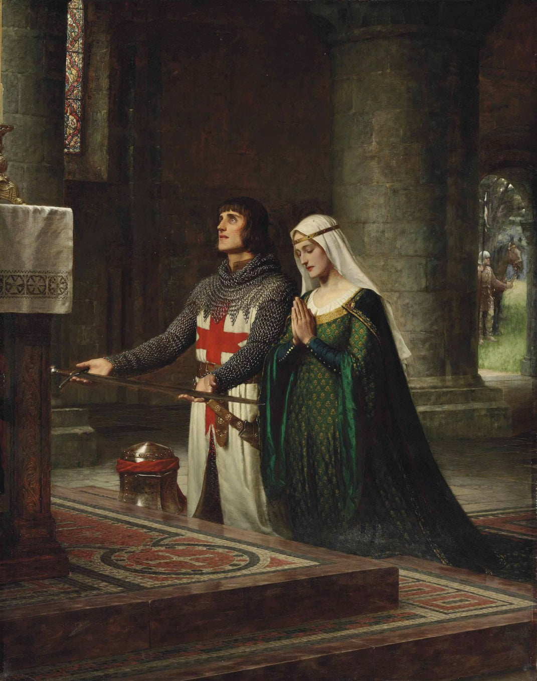 The Dedication, vintage artwork by Edmund Blair Leighton, 12x8" (A4) Poster