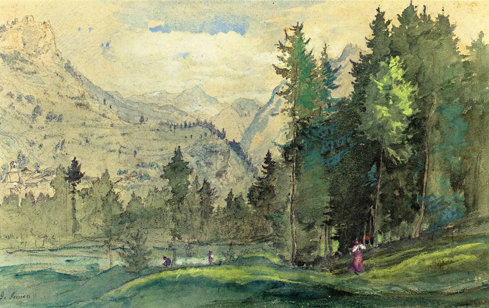 Baberini, Italy, vintage artwork by George Inness, 12x8" (A4) Poster