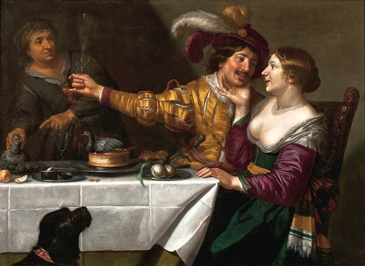 The Procuress, vintage artwork by Jan van Bijlert, 12x8" (A4) Poster