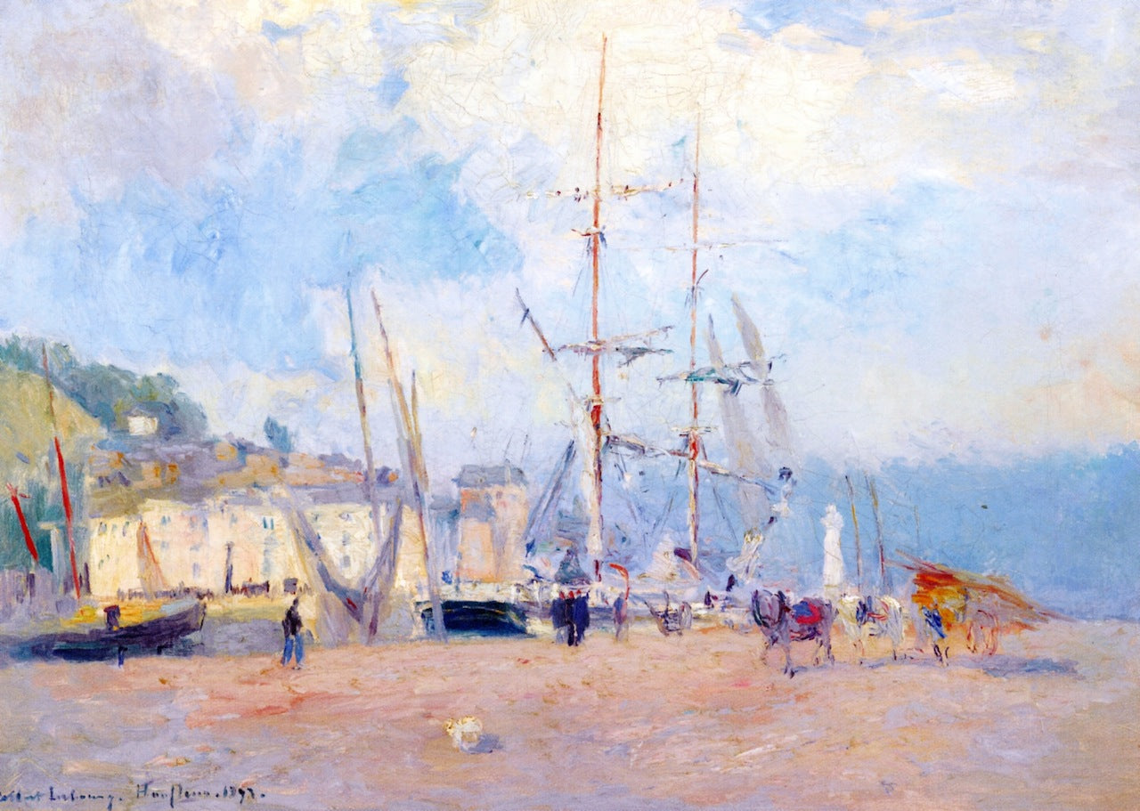At the Port at Honfleur, vintage artwork by Albert Lebourg, 12x8" (A4) Poster