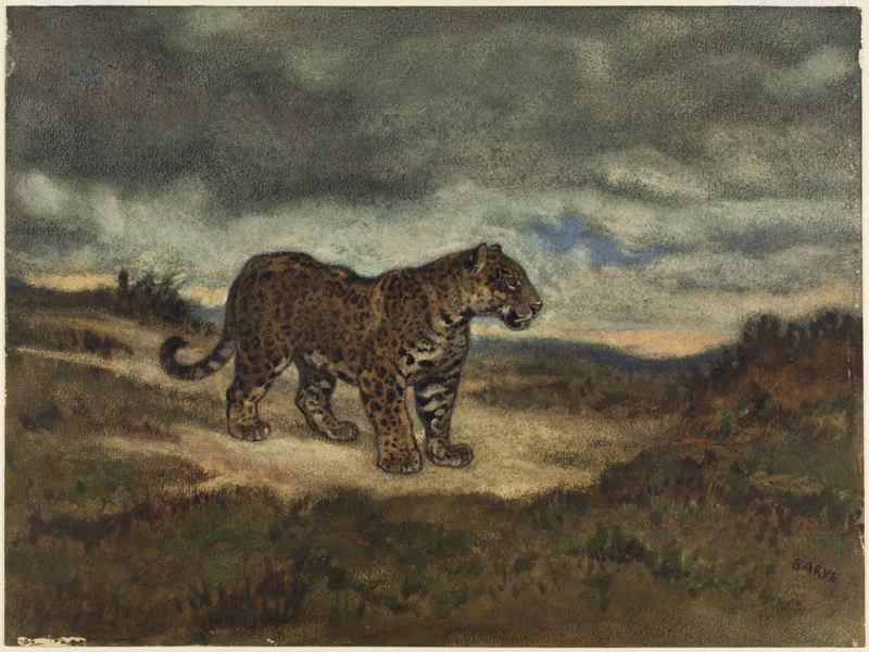 Jaguar Standing, vintage artwork by Antoine-Louis Barye, A3 (16x12") Poster Print