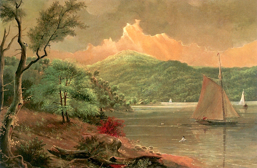 Sailing on the Hudson, vintage artwork by Henry Ary, A3 (16x12") Poster Print