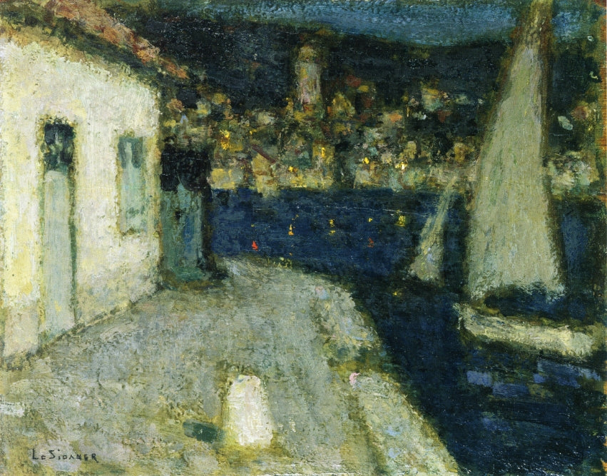Boats, Saint-Jean-Cap-Ferrat, vintage artwork by Henri Le Sidaner, 12x8" (A4) Poster