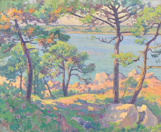 Pines on the Estuary of the Trieux, vintage artwork by Paul Madeline, 12x8" (A4) Poster