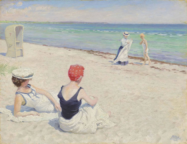 On the Beach, Falsterbro by Paul-Gustave Fischer,A3(16x12")Poster