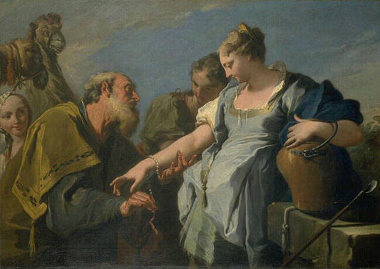 Eliezah and Rebecca, vintage artwork by Attributed to Sebastiano Ricci, 12x8" (A4) Poster