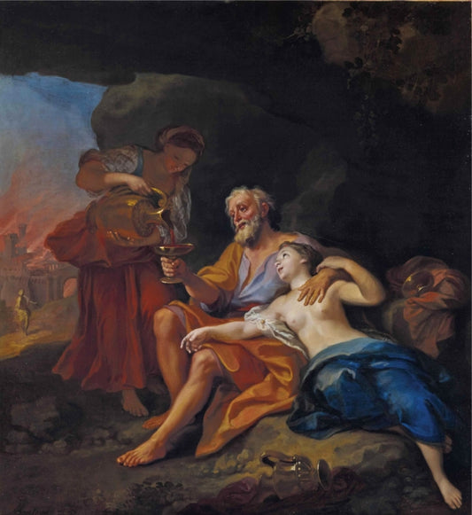 Loth and his Daughters, vintage artwork by Louis de Boullogne the Younger, 12x8" (A4) Poster