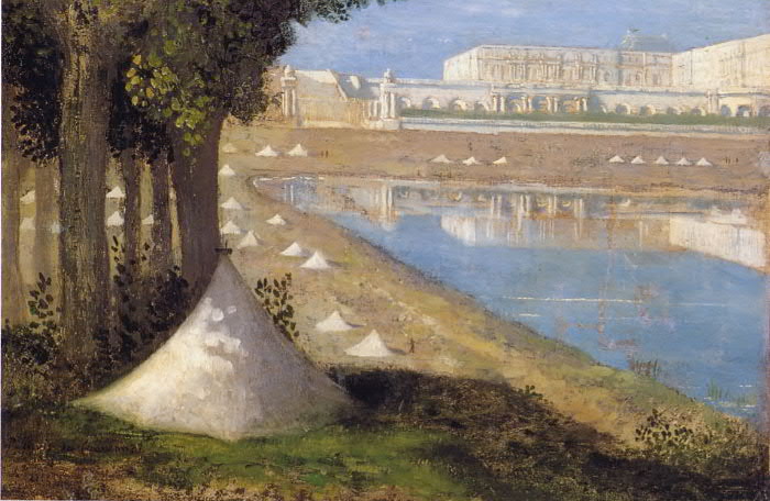 Vue sur le château de Versailles et l’Orangerie, vintage artwork by Pierre Puvis de Chavannes, 12x8" (A4) Poster
