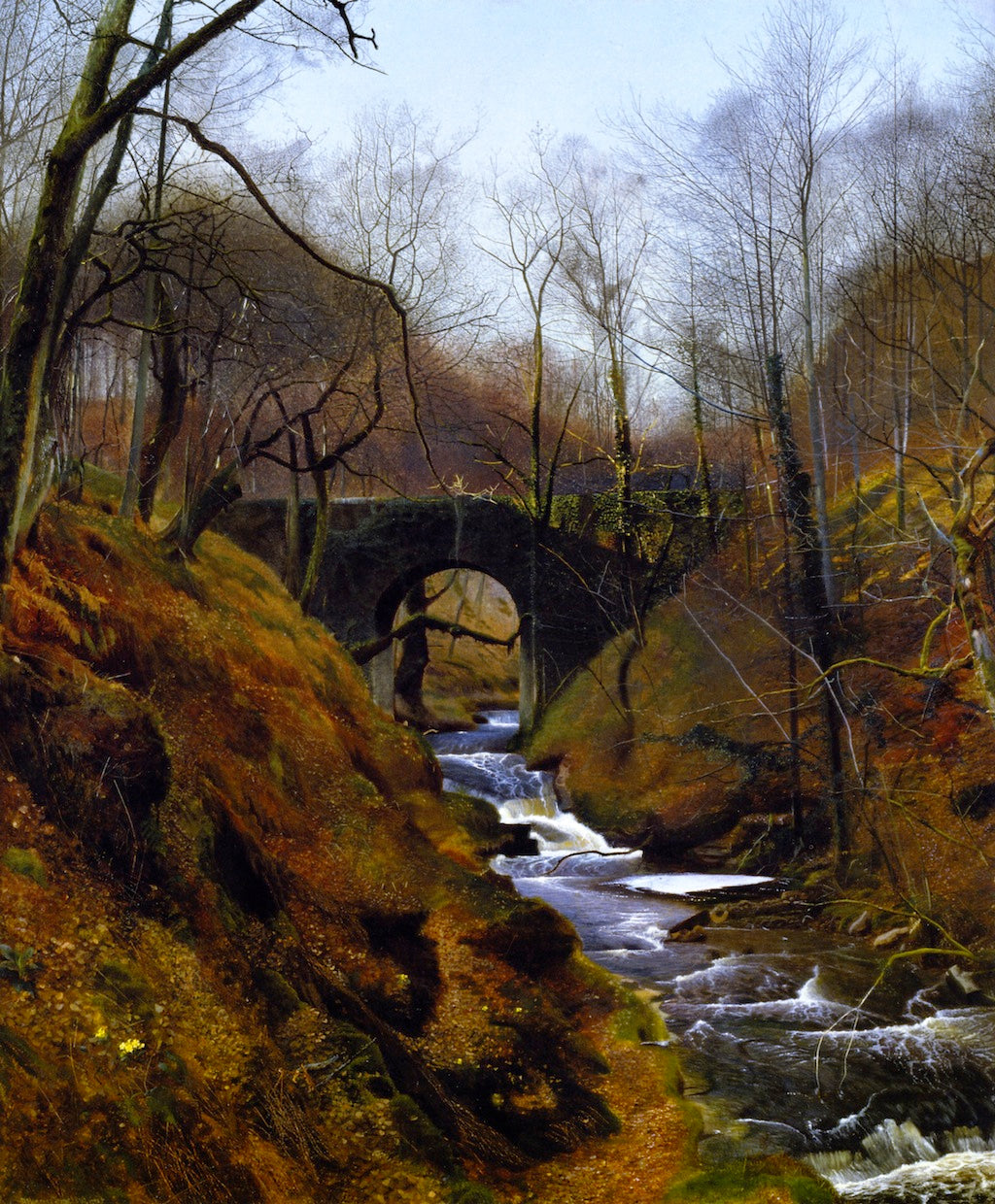 Ghyll Beck, Barden, Yorkshire, vintage artwork by John Atkinson Grimshaw, 12x8" (A4) Poster