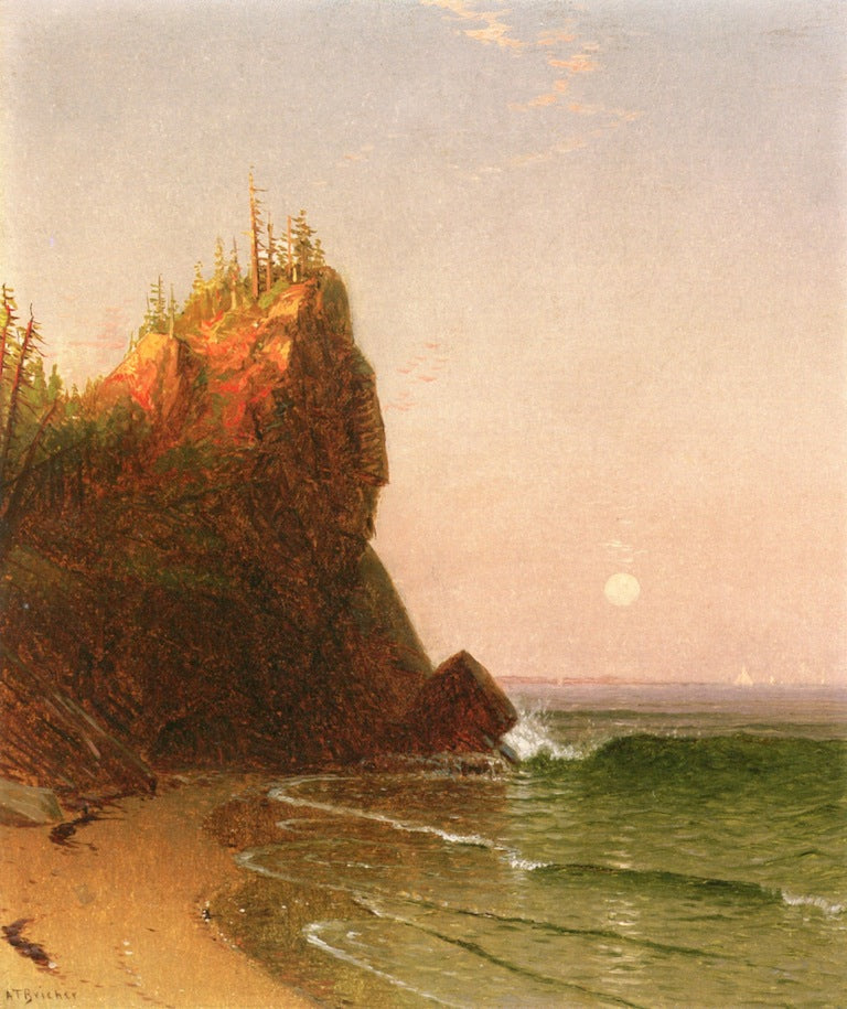 Cliffs at Mount Desert, vintage artwork by Alfred Thompson Bricher, 12x8" (A4) Poster
