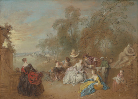 On the Terrace, vintage artwork by Jean-Baptiste Pater, 12x8" (A4) Poster