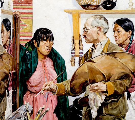 Paint and Indians, vintage artwork by Walter Ufer, 12x8" (A4) Poster