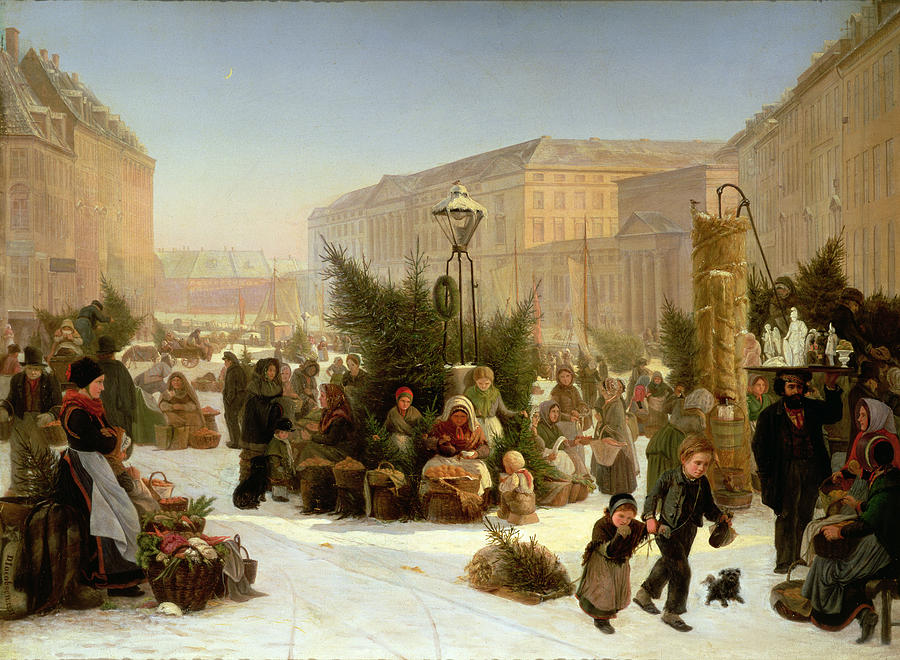 Hojbro Plads, Copenhagen, vintage artwork by David Jacob Jacobsen, A3 (16x12") Poster Print