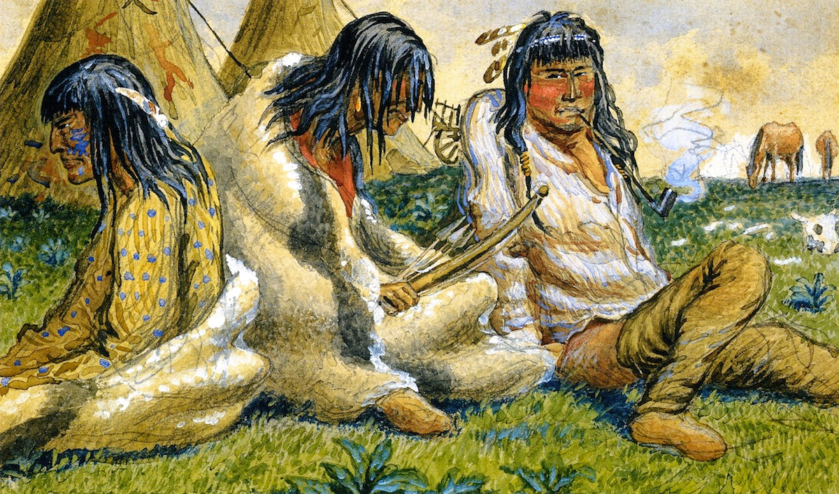 Indians on the Prairie, vintage artwork by William George Richardson Hind, 12x8" (A4) Poster