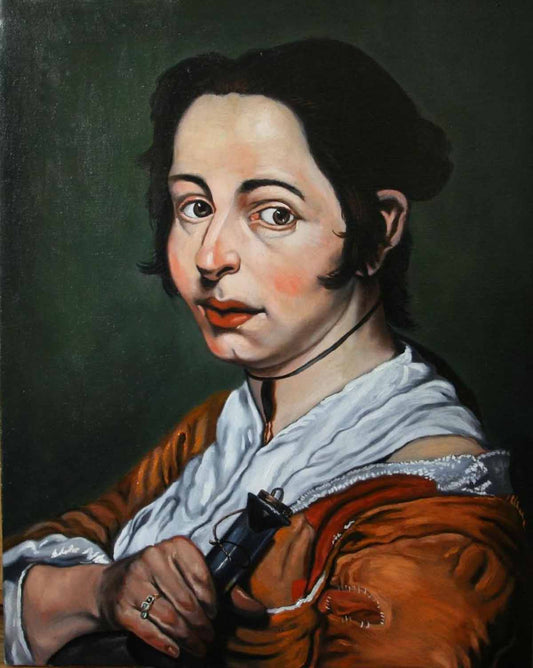 Young peasant woman with bottle of wine, vintage artwork by Giacomo Ceruti, 12x8" (A4) Poster