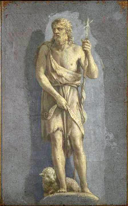 Christian Figures, St John the Baptist, vintage artwork by Laurent de La Hyre, 12x8" (A4) Poster
