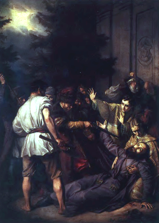 Martyrdom of Jozafat Kuncewicz in Vitebsk in 1623, vintage artwork by Jozef Simmler, 12x8" (A4) Poster