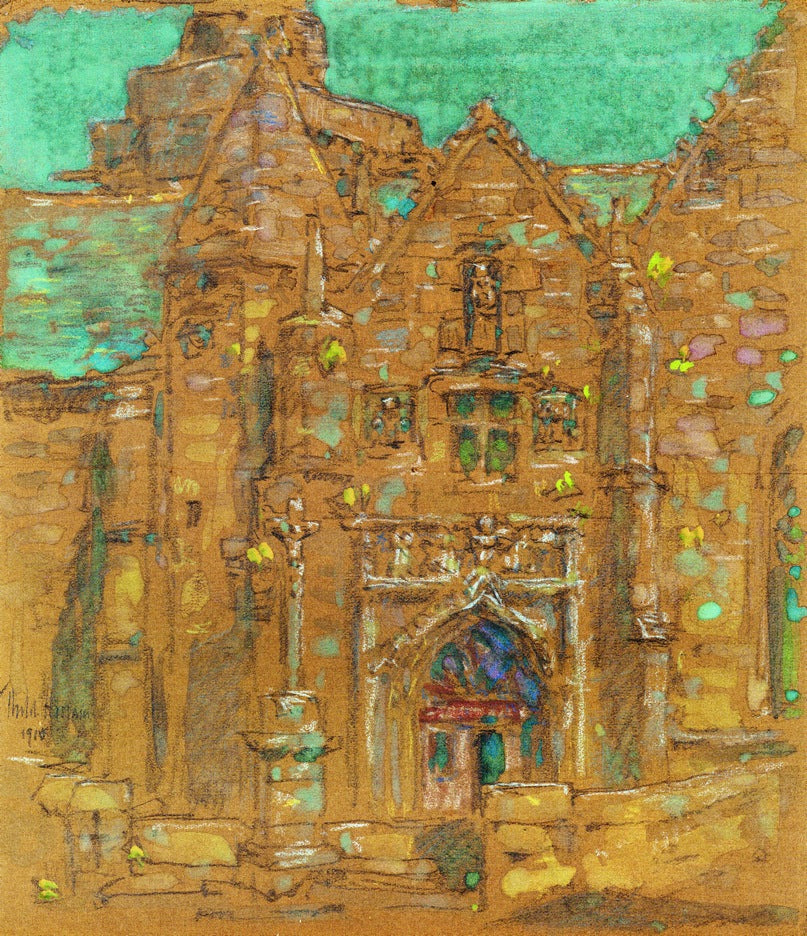 Brelevenez, Lannion, Cote du Nord, France, vintage artwork by Childe Hassam, 12x8" (A4) Poster