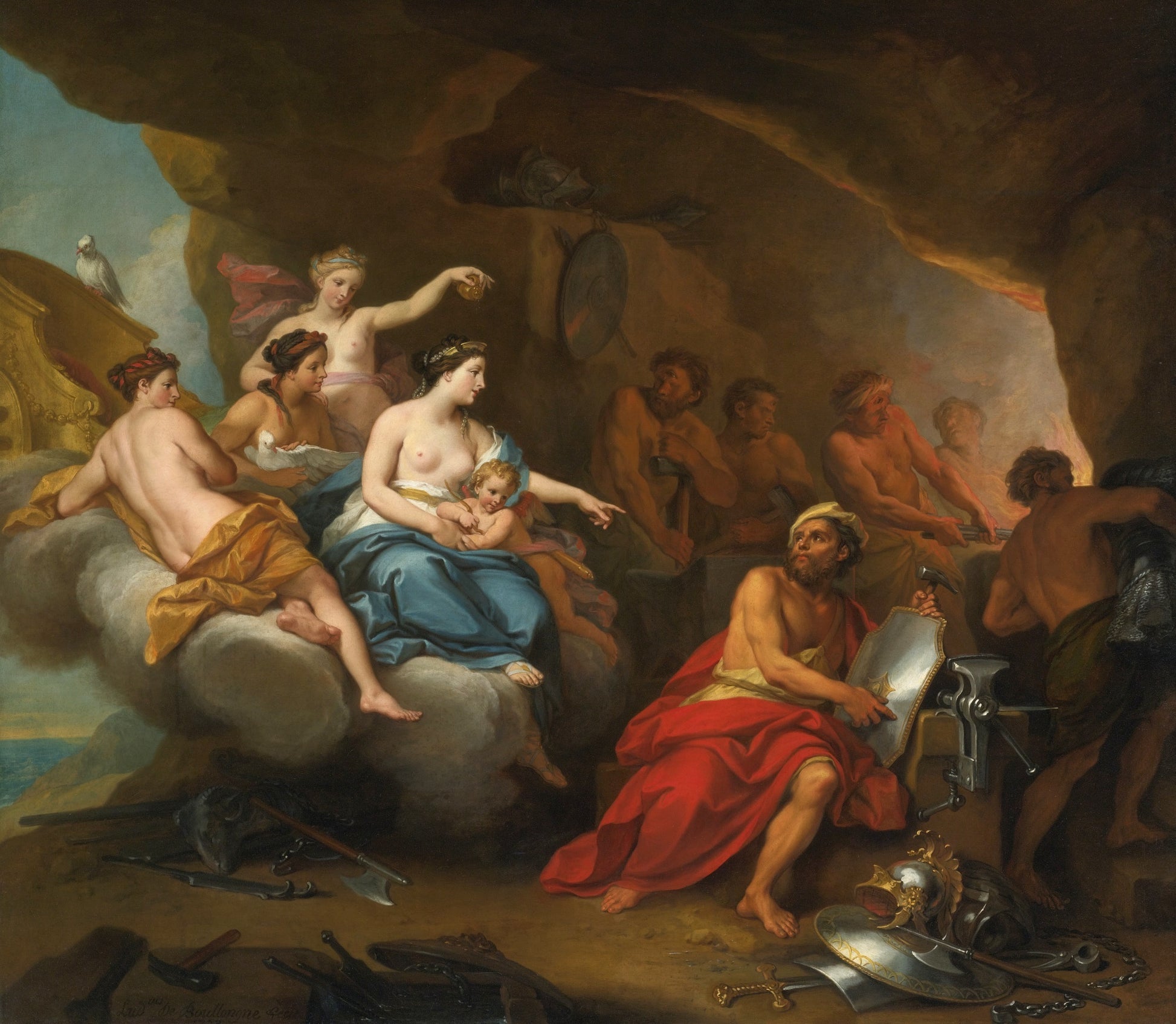 Venus Asking Arms for Aenas, vintage artwork by Louis de Boullogne the Younger, 12x8" (A4) Poster