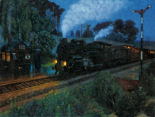 The Express Train Arrives by Hans Baluschek,A3(16x12")Poster