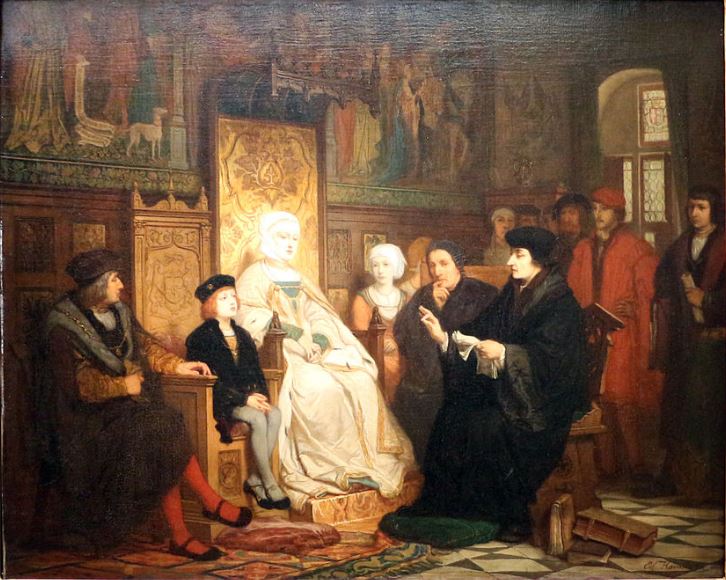 Charles V's childhood. A reading of Erasmus, vintage artwork by Edouard Hamman, A3 (16x12") Poster Print