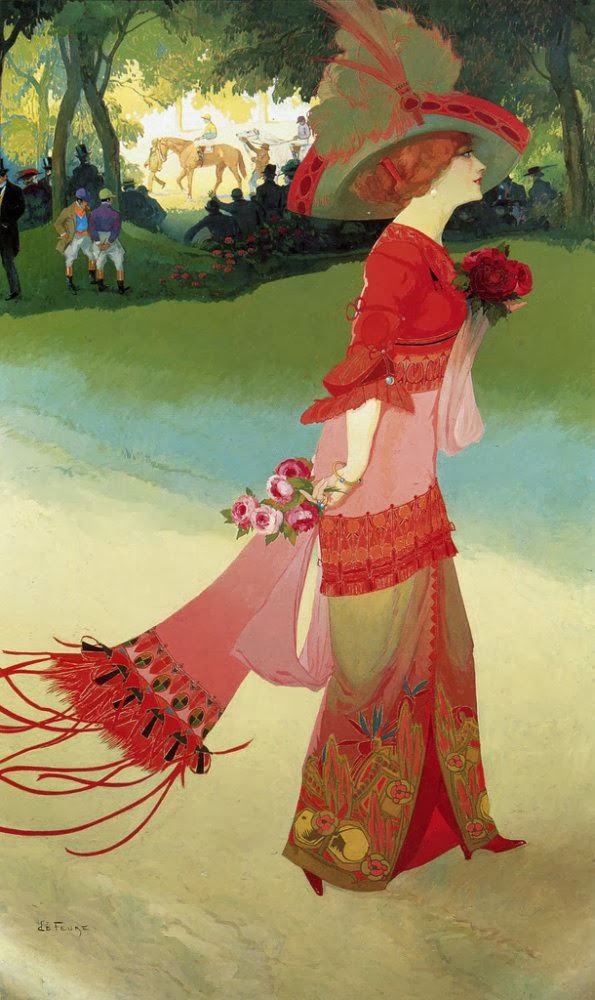 Femme en rouge by Georges de Feure,A3(16x12")Poster