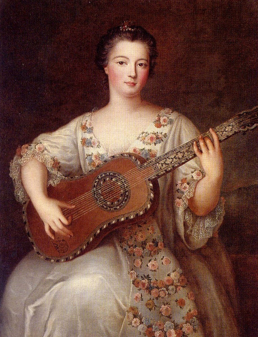 Portrait of mademoiselle de Charolaix, vintage artwork by Workshop of Jean-Marc Nattier, 12x8" (A4) Poster