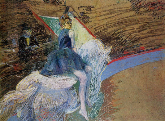 At the Cirque Fernando: Rider on a White Horse, vintage artwork by Henri de Toulouse-Lautrec, 12x8" (A4) Poster