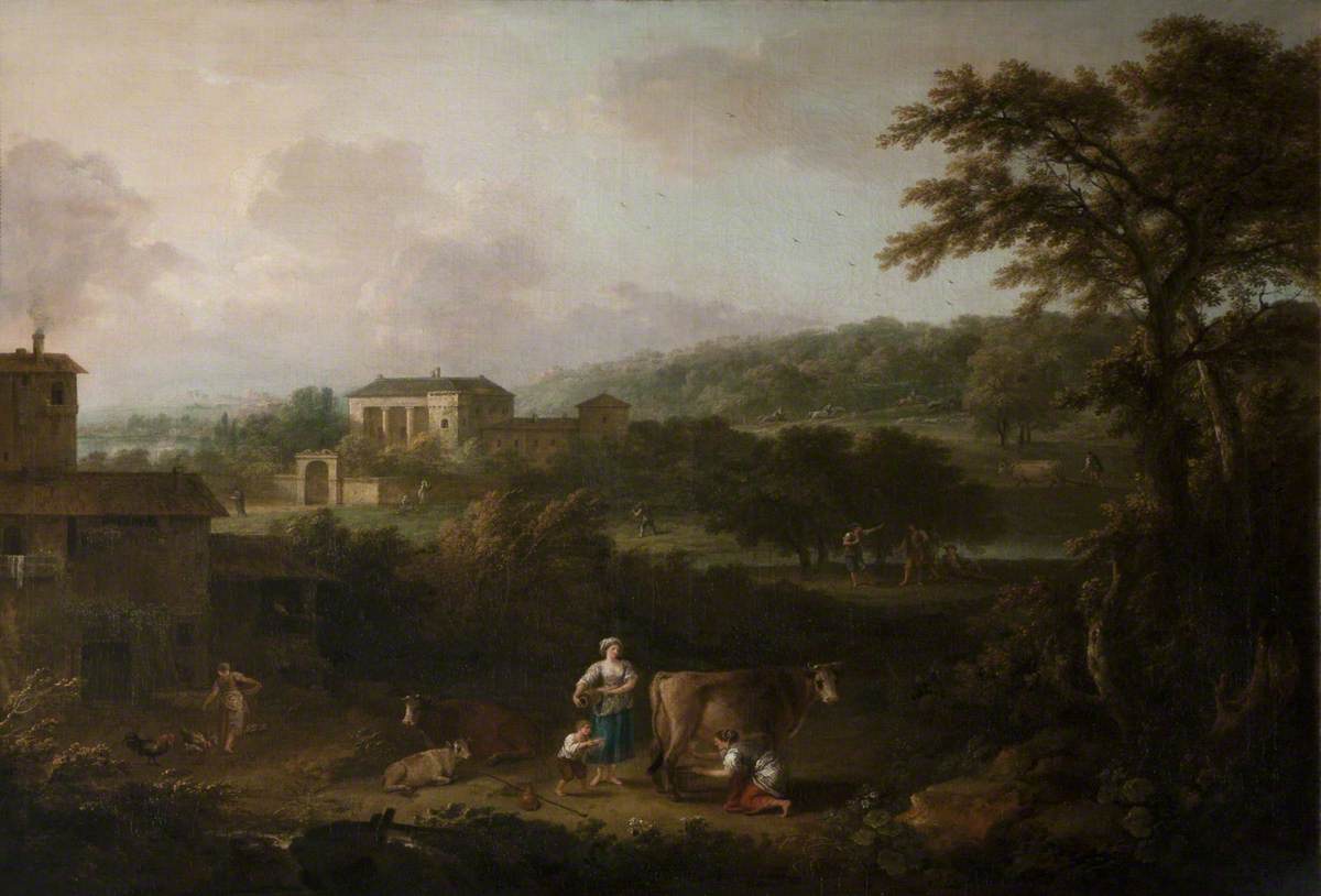 Landscape with Pastoral Figures and Animals from Milton's 'L'Allegro', vintage artwork by Francesco Zuccarelli, 12x8" (A4) Poster