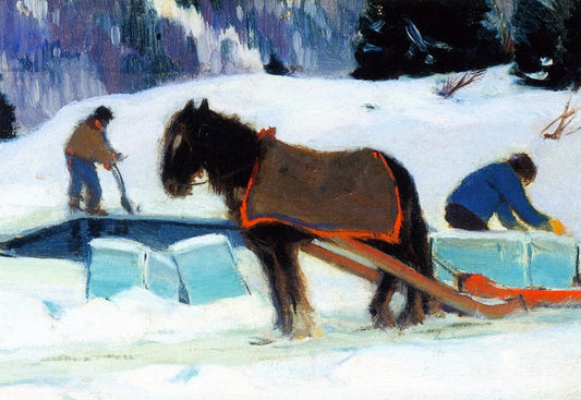 Ice Cutting, Bair-Saint-Paul by Clarence Gagnon,16x12(A3) Poster