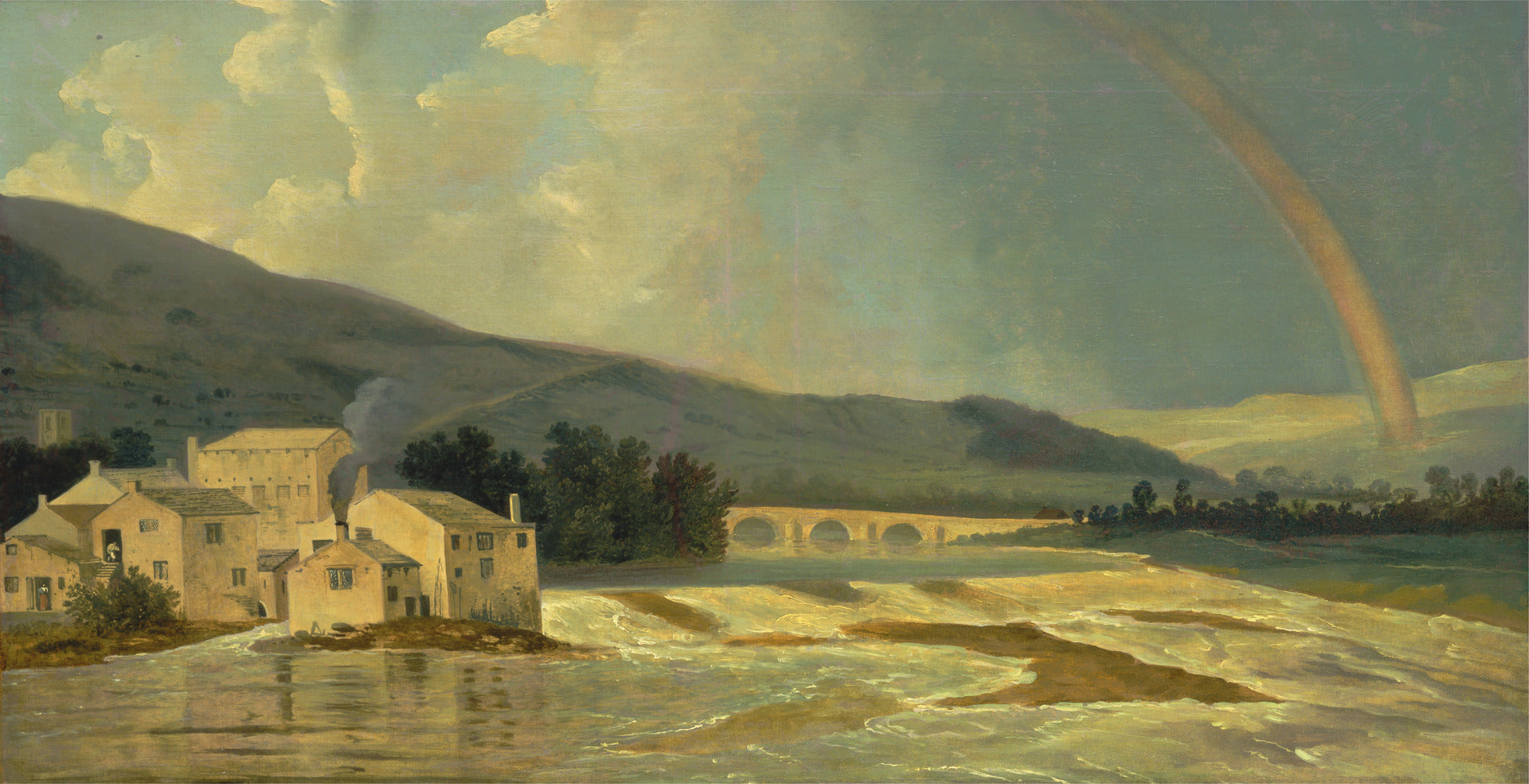 Otley Bridge on the River Wharfe, vintage artwork by William Hodges, 12x8" (A4) Poster