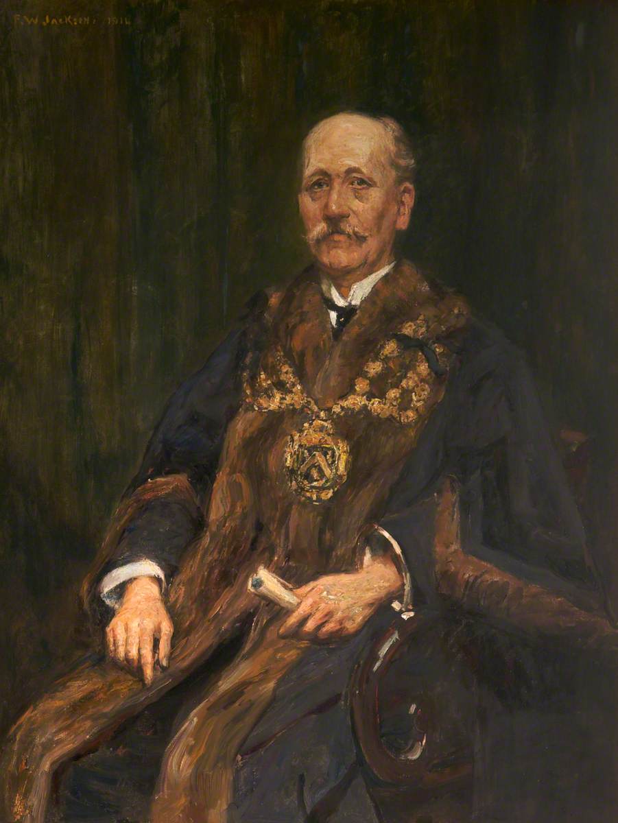 Herbert Wilde, Mayor of Oldham, vintage artwork by Frederick William Jackson, 12x8" (A4) Poster