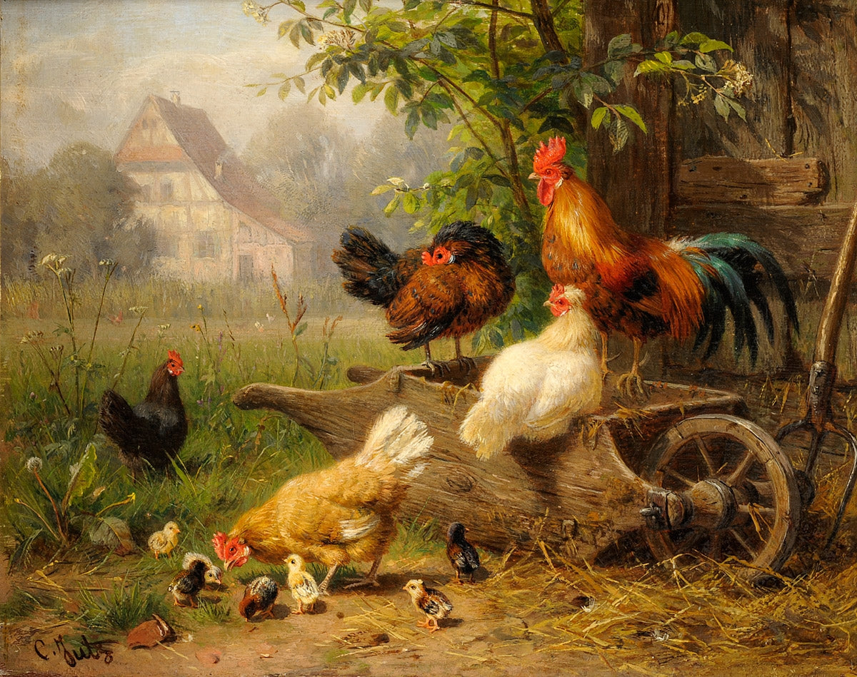 A watchful eye, vintage artwork by Carl Jutz, 12x8" (A4) Poster