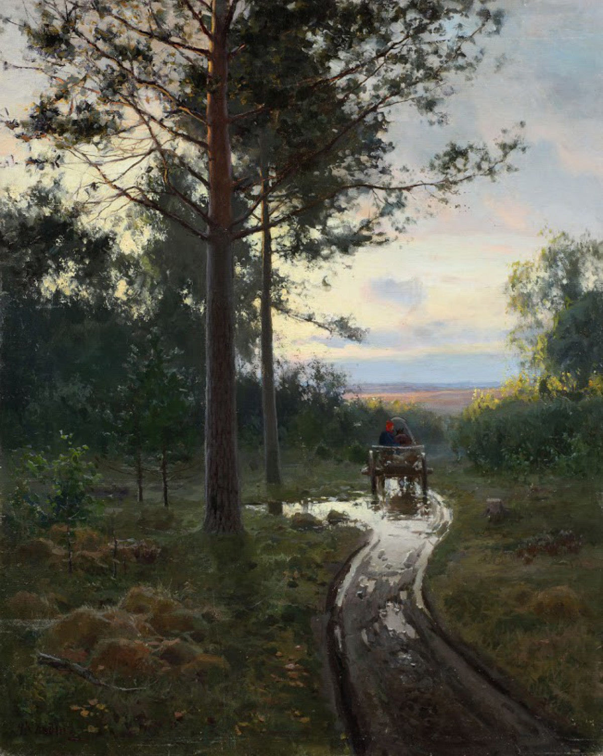 On the Forest Road, vintage artwork by Nikolai Klodt, 12x8" (A4) Poster