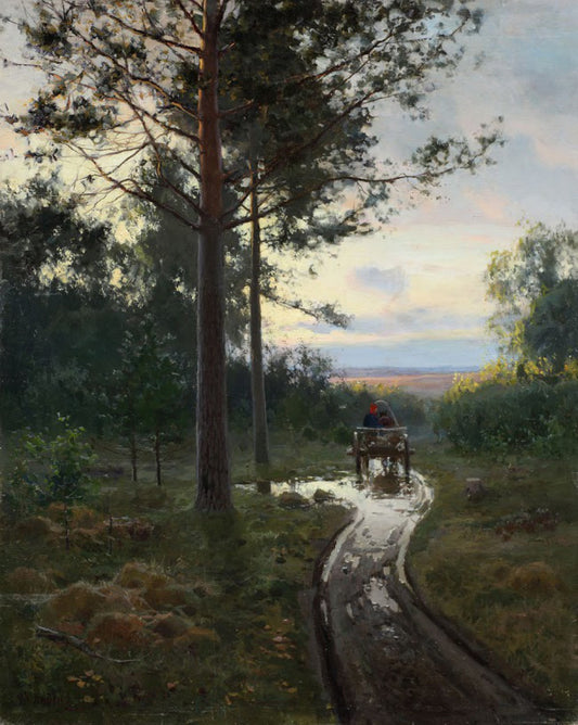 On the Forest Road, vintage artwork by Nikolai Klodt, 12x8" (A4) Poster