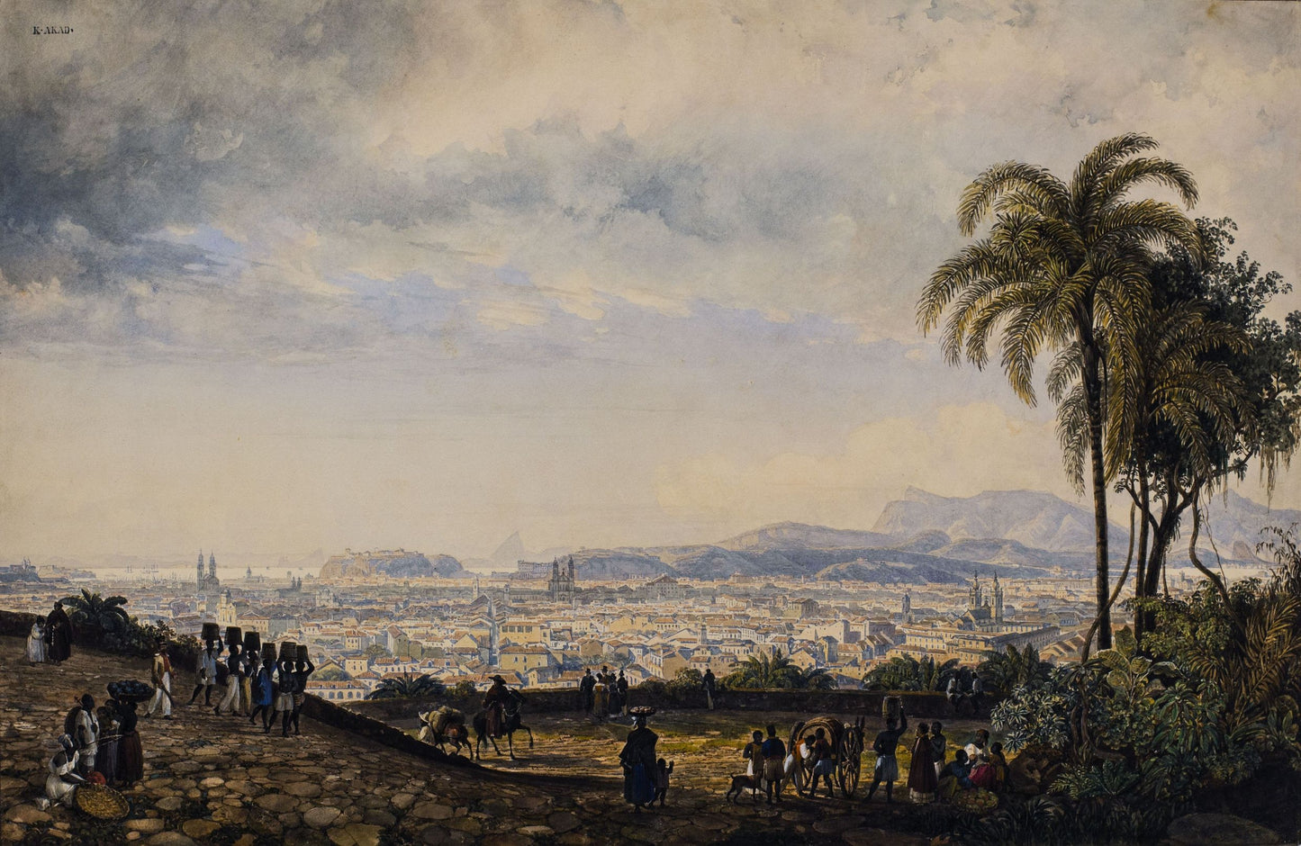 Lanscape of the city of Rio de Janeiro from the Conceicao Hill, vintage artwork by Thomas Ender, A3 (16x12") Poster Print