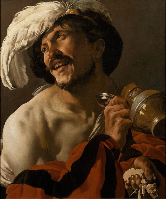 The Merry Drinker, vintage artwork by Hendrick Terbrugghen, 12x8" (A4) Poster