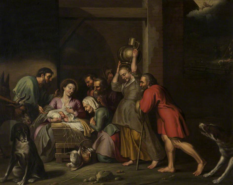 The Nativity (copy after Peter Paul Rubens), vintage artwork by Attributed to Willem van Herp the Elder, 12x8" (A4) Poster