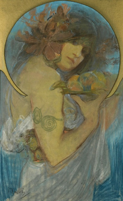 A Study of a Girl by Alfons Mucha,A3(16x12