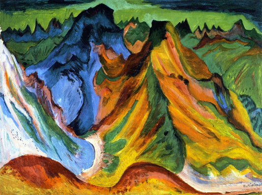 Der Bert. Weißfluh und Schafgrind, vintage artwork by Ernst Ludwig Kirchner, 12x8" (A4) Poster
