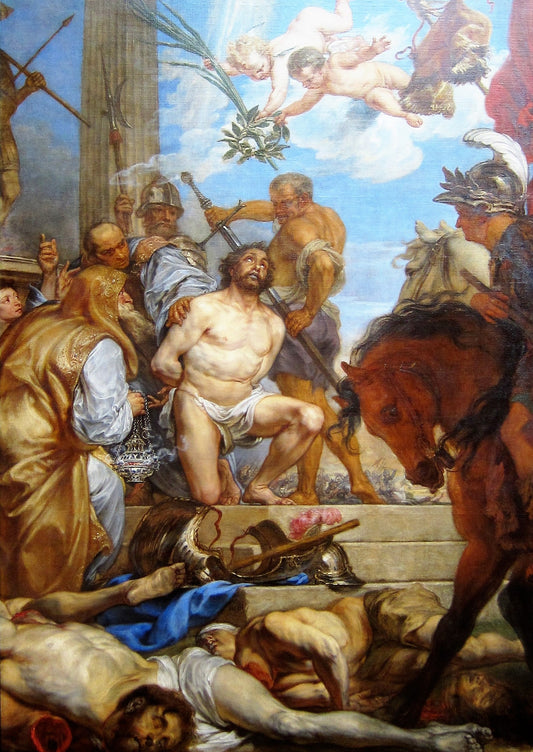 Martyrdom of Saint Maurice and His Companions, vintage artwork by Jan Boeckhorst, 12x8" (A4) Poster