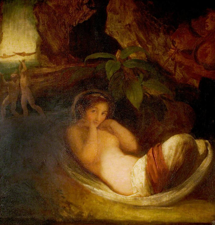 'A Midsummer Night's Dream' Act II Scene 2 : Titania Reposing with her Indian Votaries, vintage artwork by George Romney, 12x8
