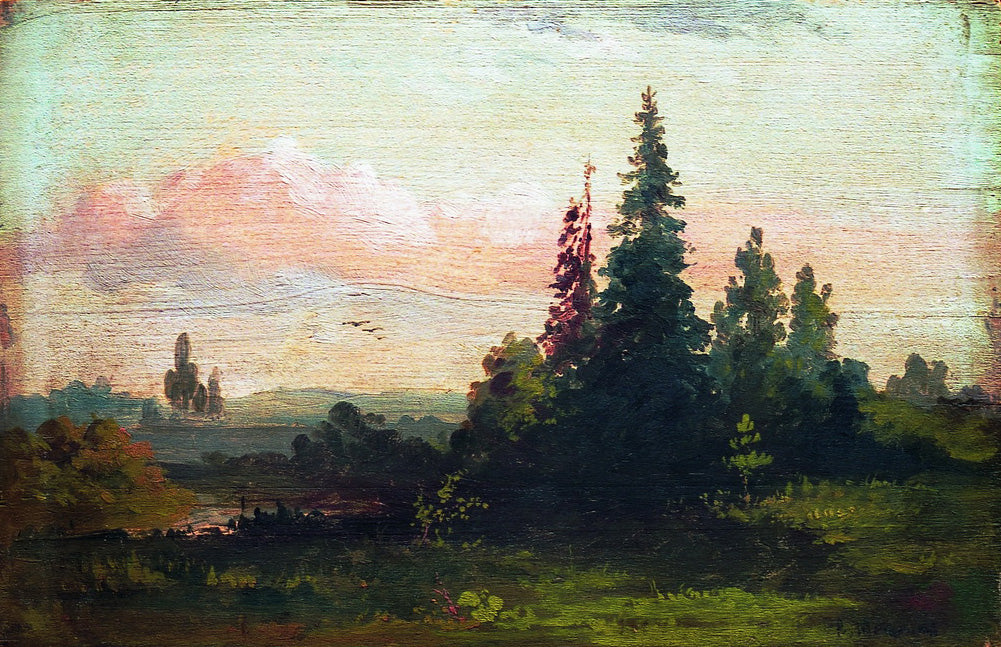 Evening in Finland, vintage artwork by Arseny Meschersky, 12x8" (A4) Poster