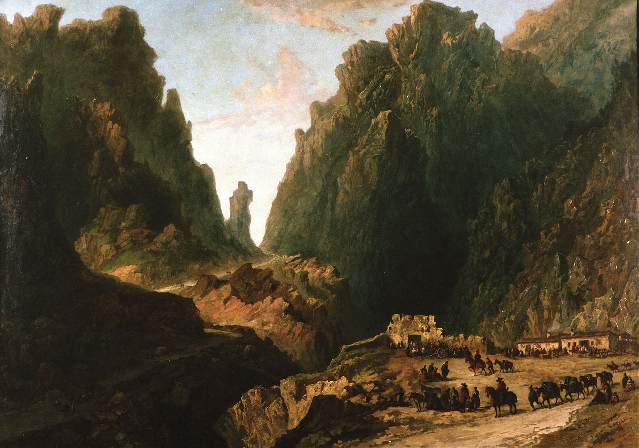 Lanscape with Smugglers, vintage artwork by Eugenio Lucas Velazquez, A3 (16x12") Poster Print