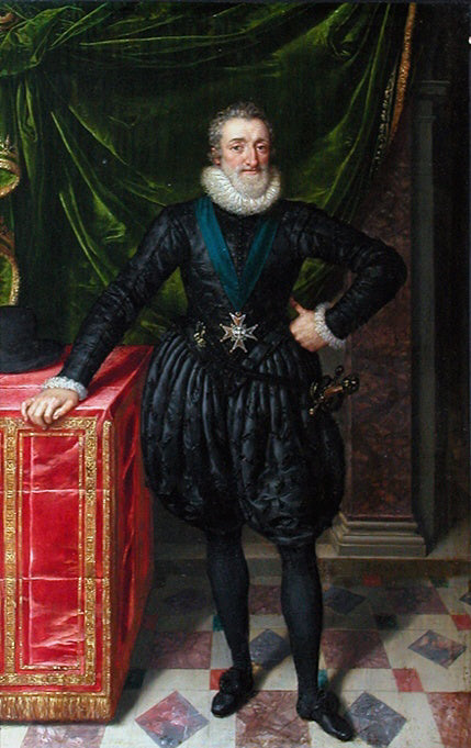 Henry IV, King of France in Black Dress, vintage artwork by Frans Pourbus the Younger, 12x8" (A4) Poster