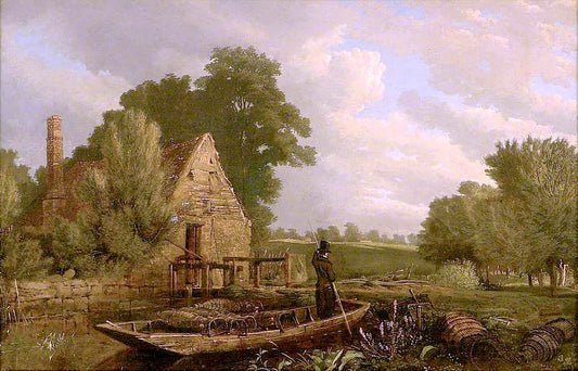 King's Mill on the Cherwell, vintage artwork by William Turner of Oxford, 12x8" (A4) Poster