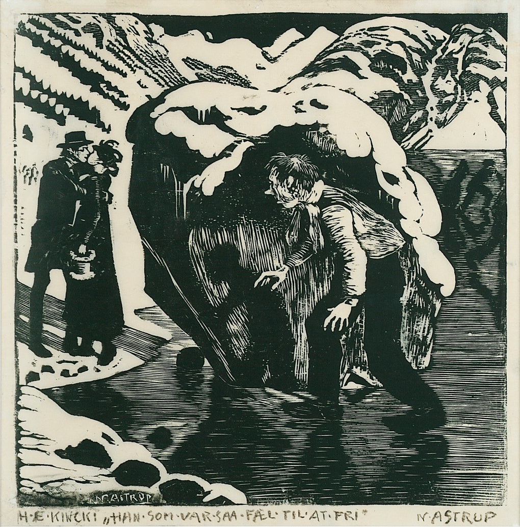 aplain and the Vicar's Daughter on the Ice by Nicolai Astrup,16x12(A3) Poster