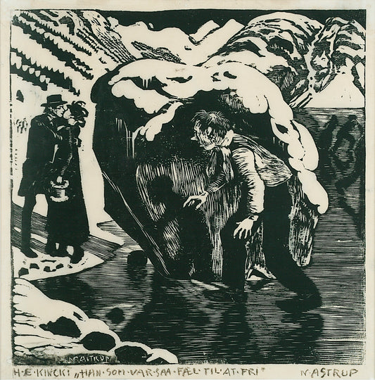 aplain and the Vicar's Daughter on the Ice by Nicolai Astrup,16x12(A3) Poster