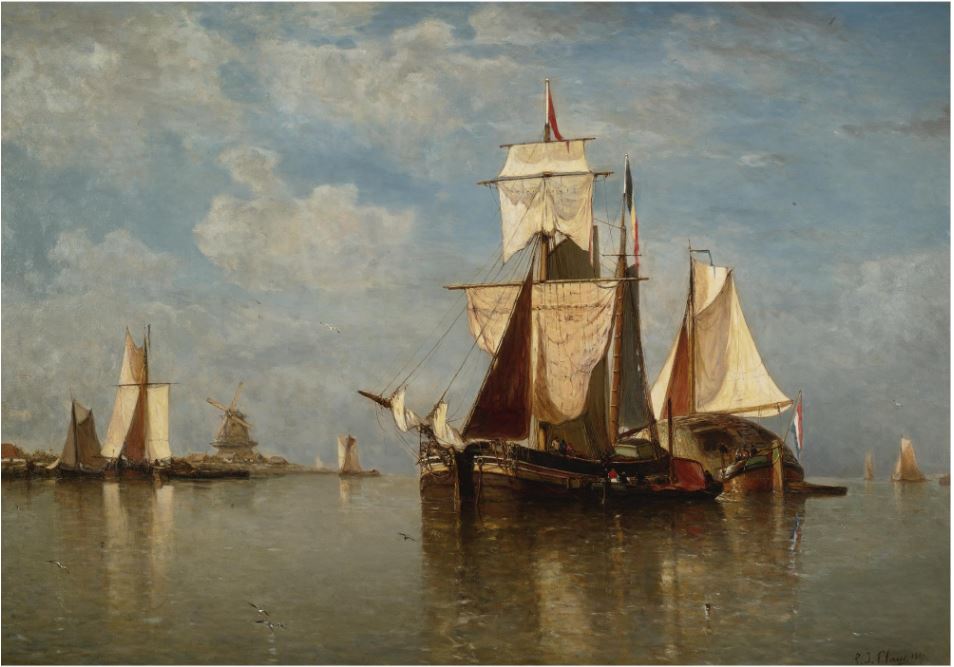Shipping off the Dutch Coast, vintage artwork by Paul Jean Clays, A3 (16x12") Poster Print
