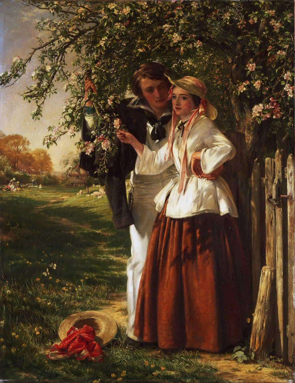 Lovers under a Blossom Tree, vintage artwork by John Callcott Horsley, A3 (16x12") Poster Print